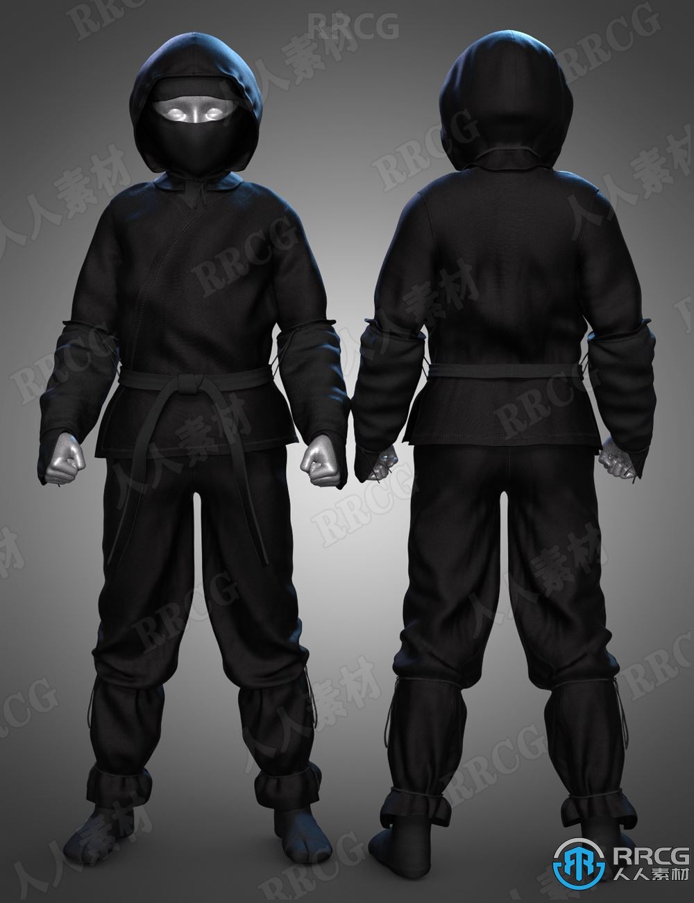 男款忍者小子角色服饰套装3D模型合集