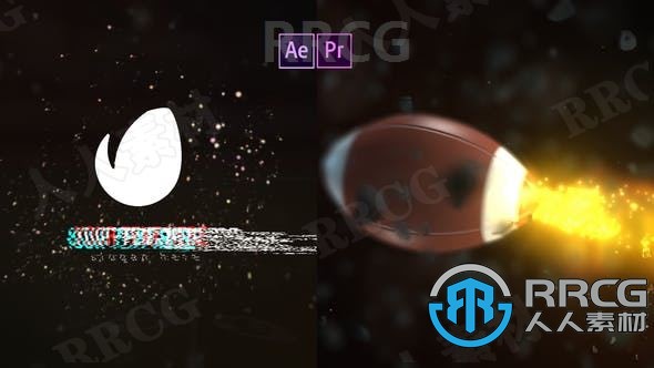 美式橄欖球發射效果LOGO動畫演繹AE模板
