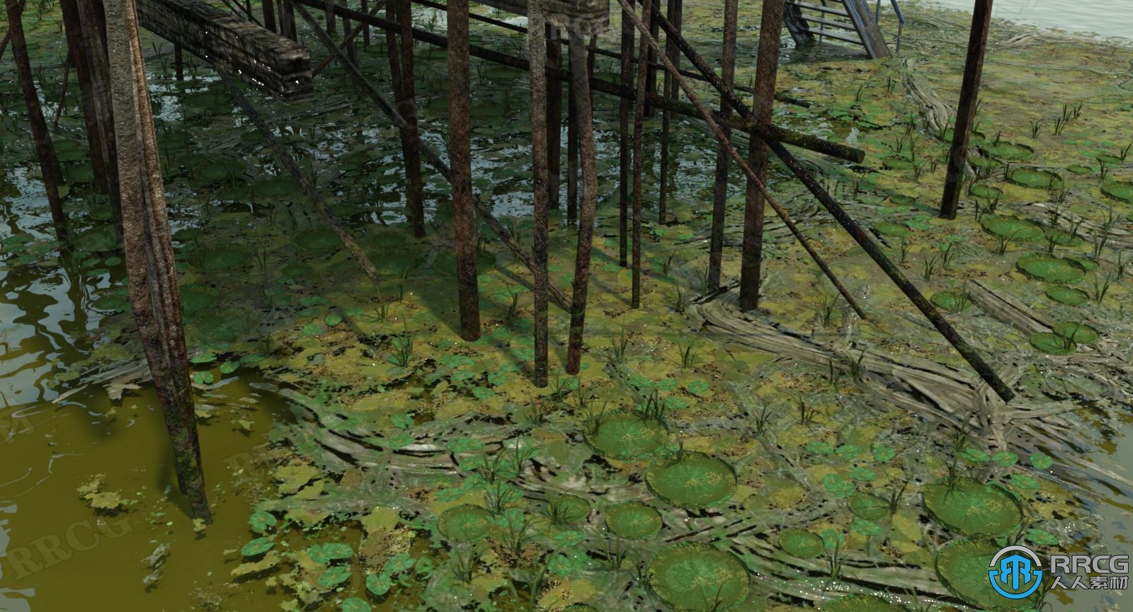 湄公河自然村庄木质高跷房屋环境场景3D模型合集