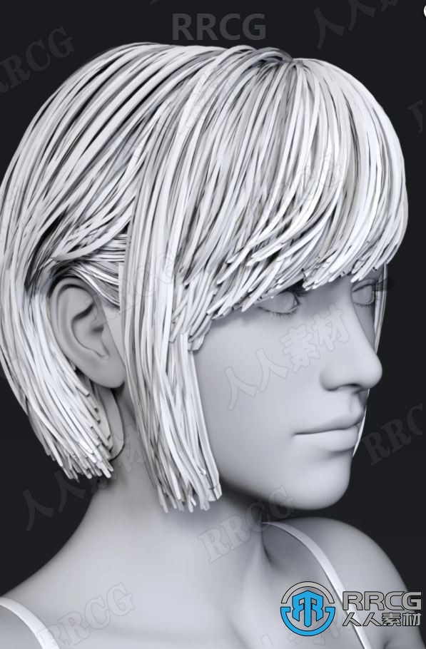 不同颜色波西米亚风格齐颚干练女性短发3D模型合集