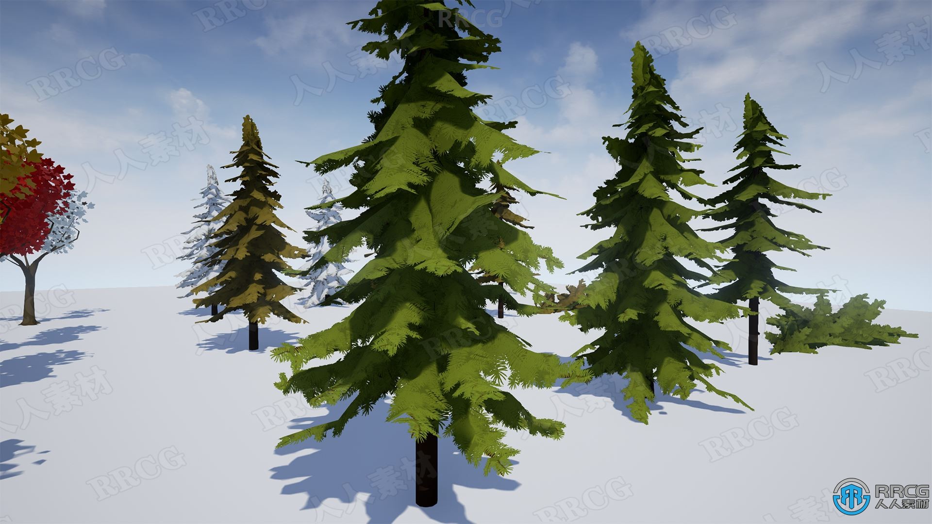 不同季节风格化绿植室外森林场景Unreal Engine游戏素材资源