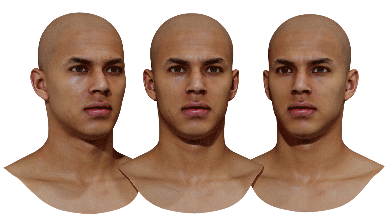超逼真男性头部扫描级高精度贴图与3D模型