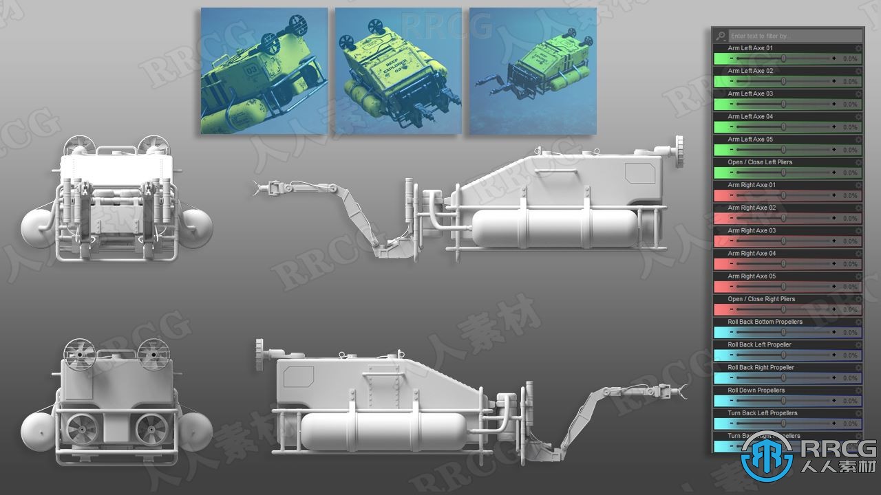 深海潜水探险道具姿势3D模型合集