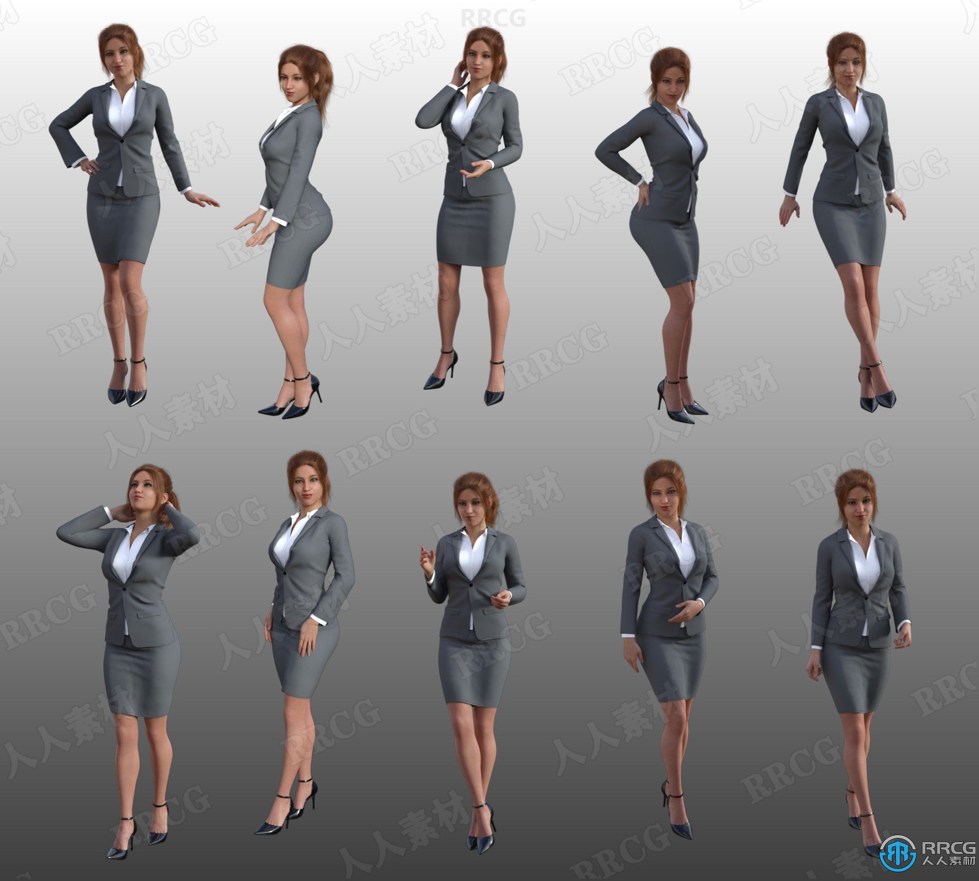 女律师法庭区域职业姿势3D模型合集