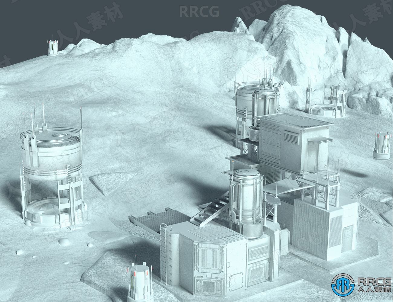 冰雪环境重金属采矿道具场景3D模型合集