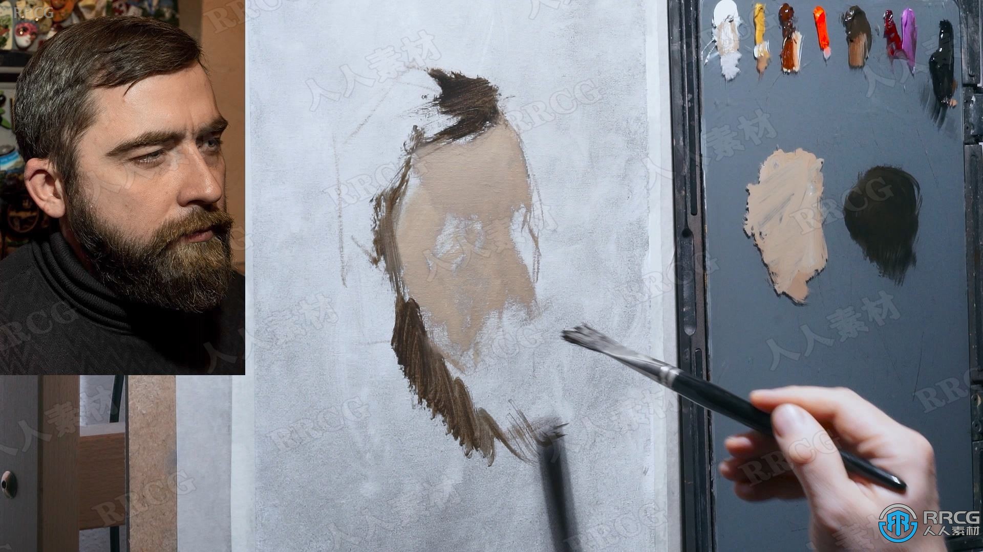 Arthur Gain画师男性肖像油画绘画实例训练视频教程