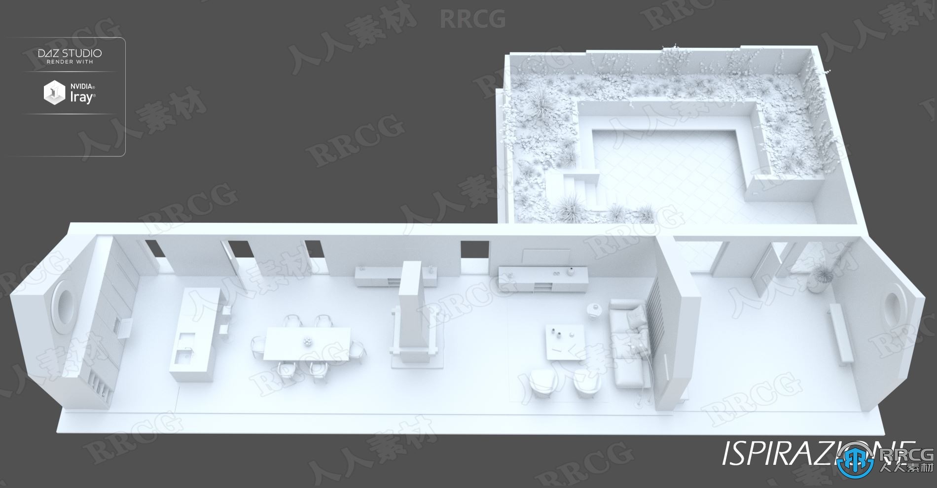 现代奢华宽敞别墅花园环境场景3D模型合集