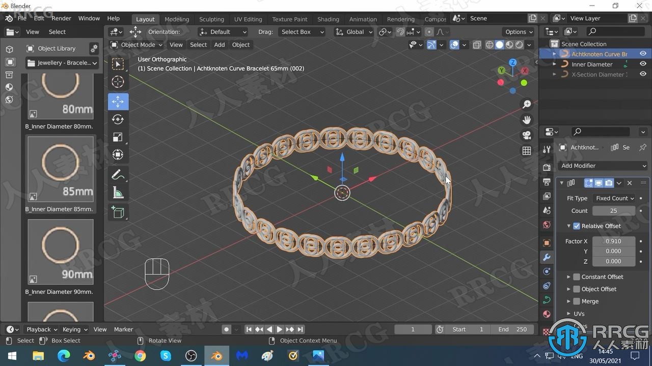 Blender 3.0参数化智能对象珠宝设计视频教程