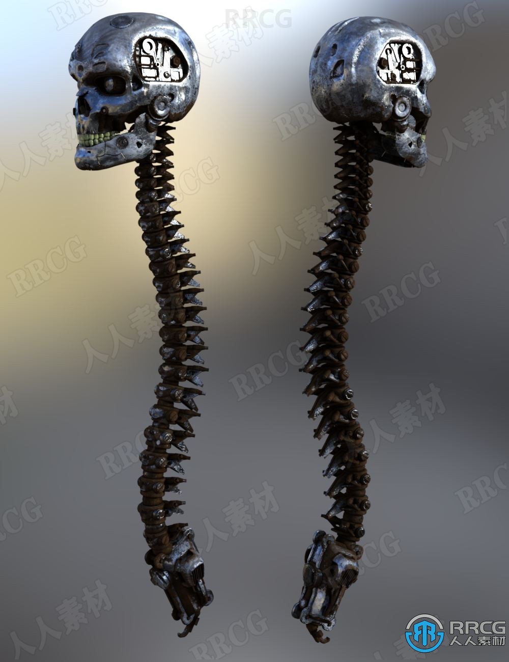 科幻骷髅脊柱机甲角色人偶姿势3D模型合集
