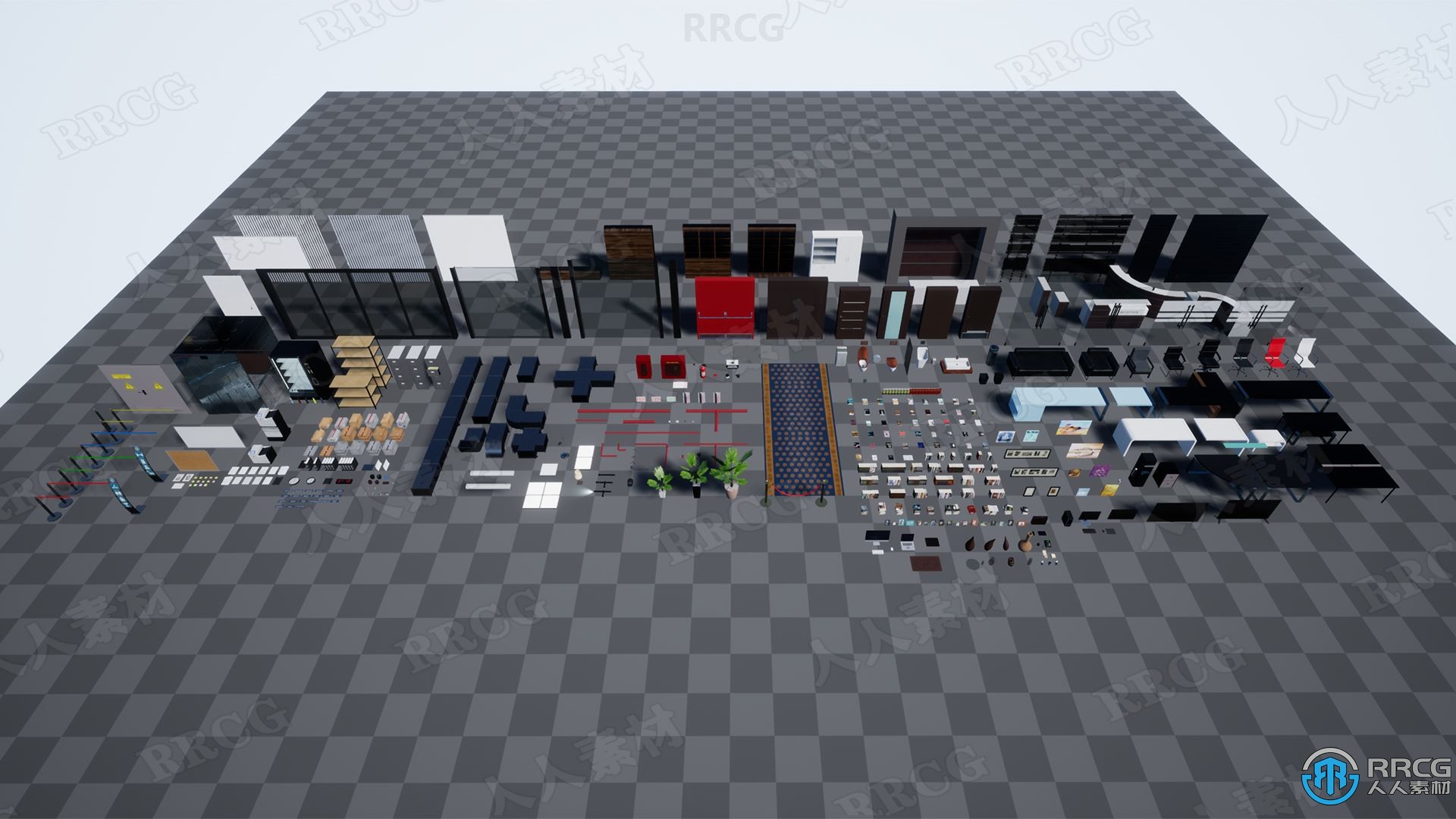 450多个完全模块化套件办公室内部Unreal Engine游戏素材资源