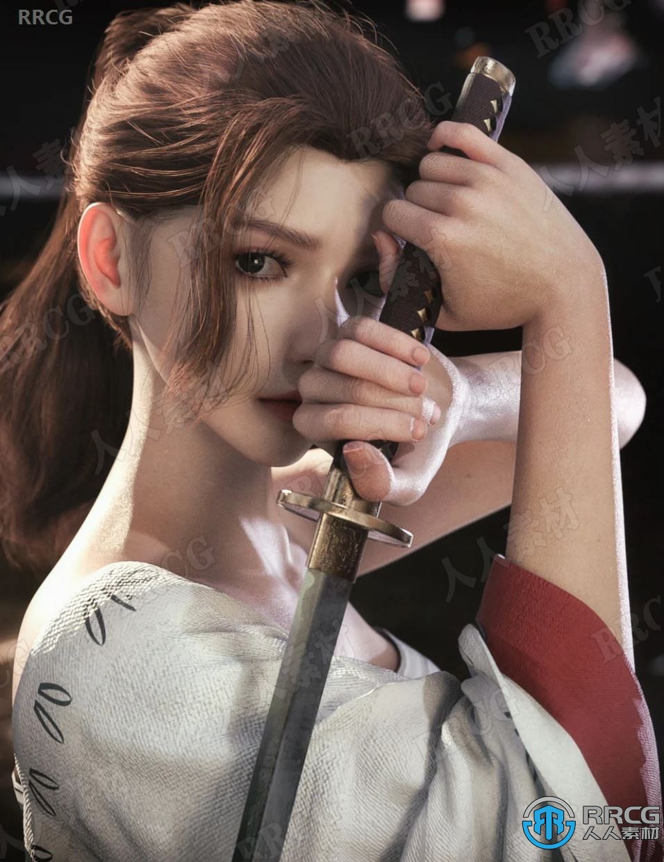 女性武士剑客角色3D模型合集