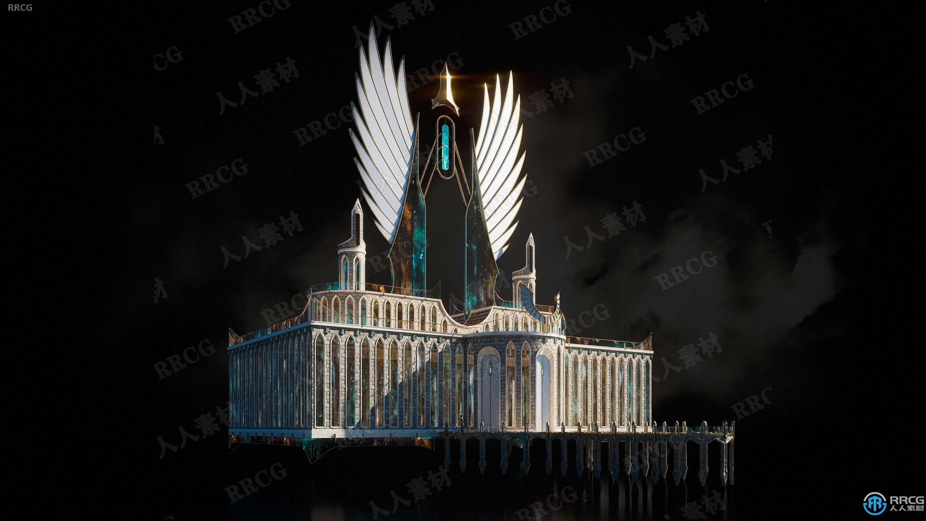 神圣天堂极乐世界天使城市建筑景观完整细节3D模型合集