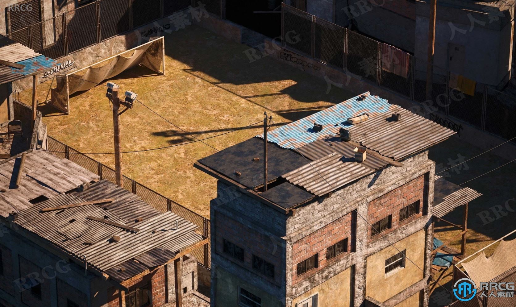 贫民窟废弃城市房屋住宅城建筑景观完整细节3D模型合集