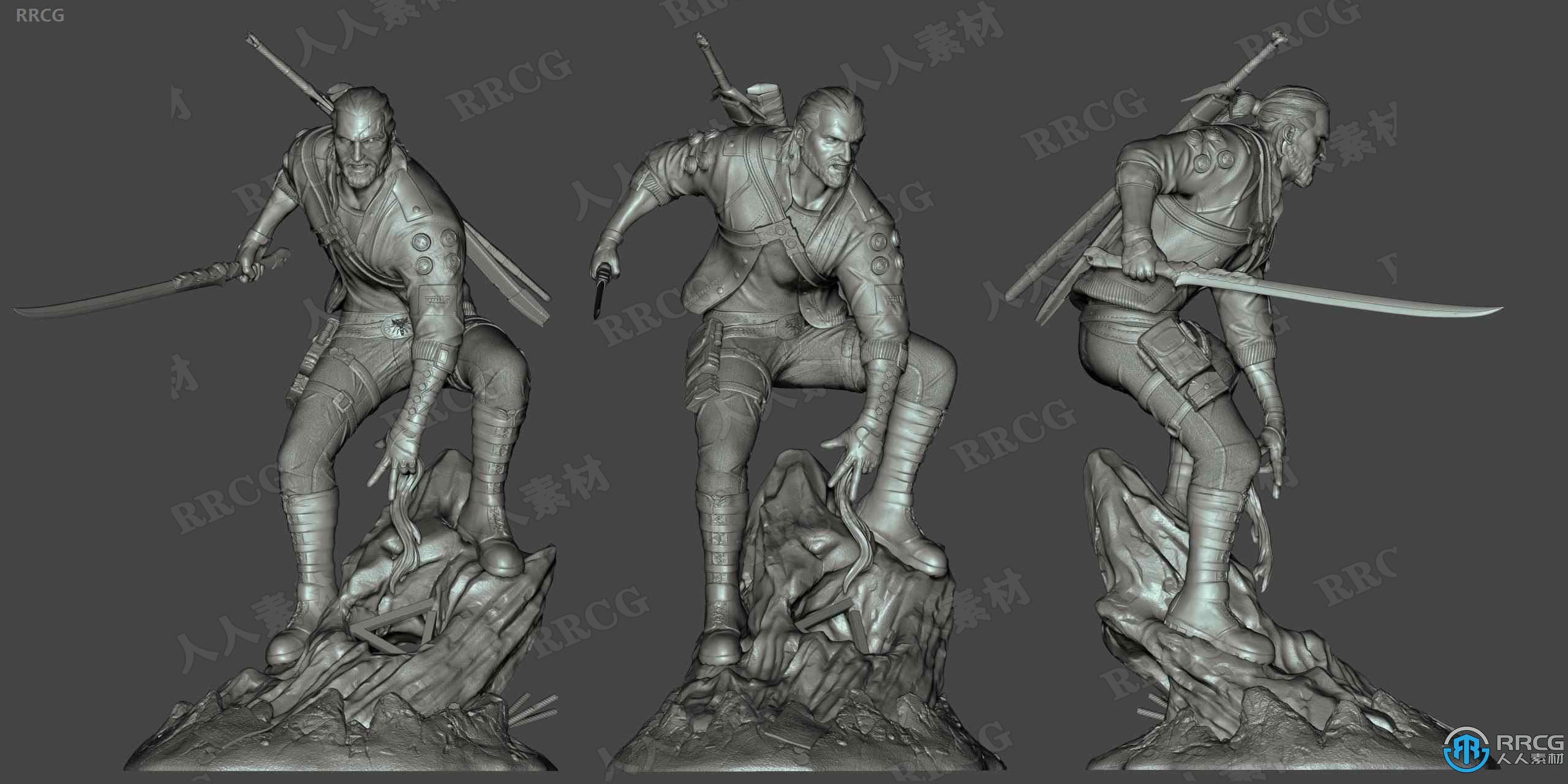巫师白狼赛博朋克杰洛特游戏角色3D打印模型