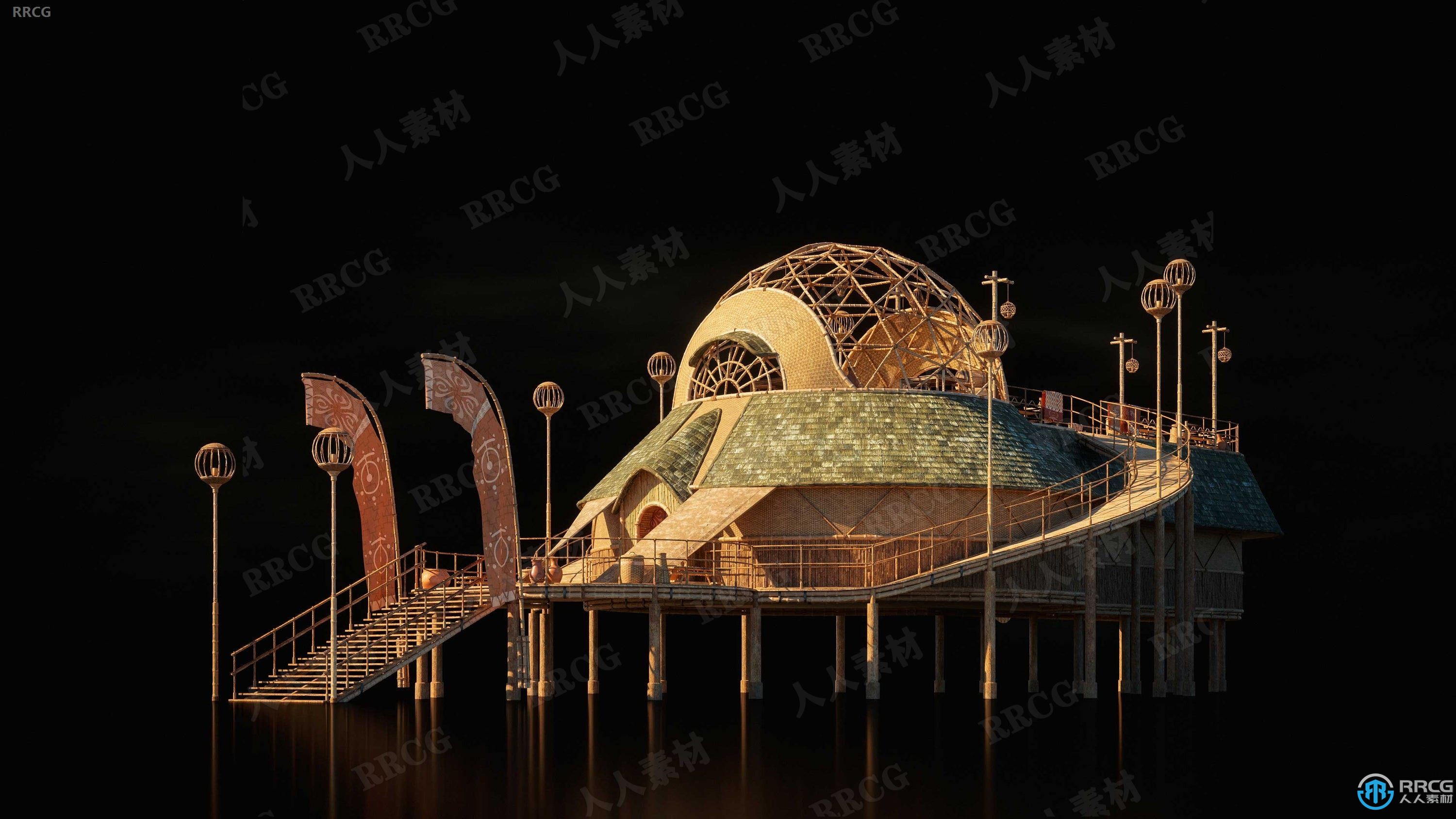 唯美幻想王国城市建筑景观完整细节3D模型合集