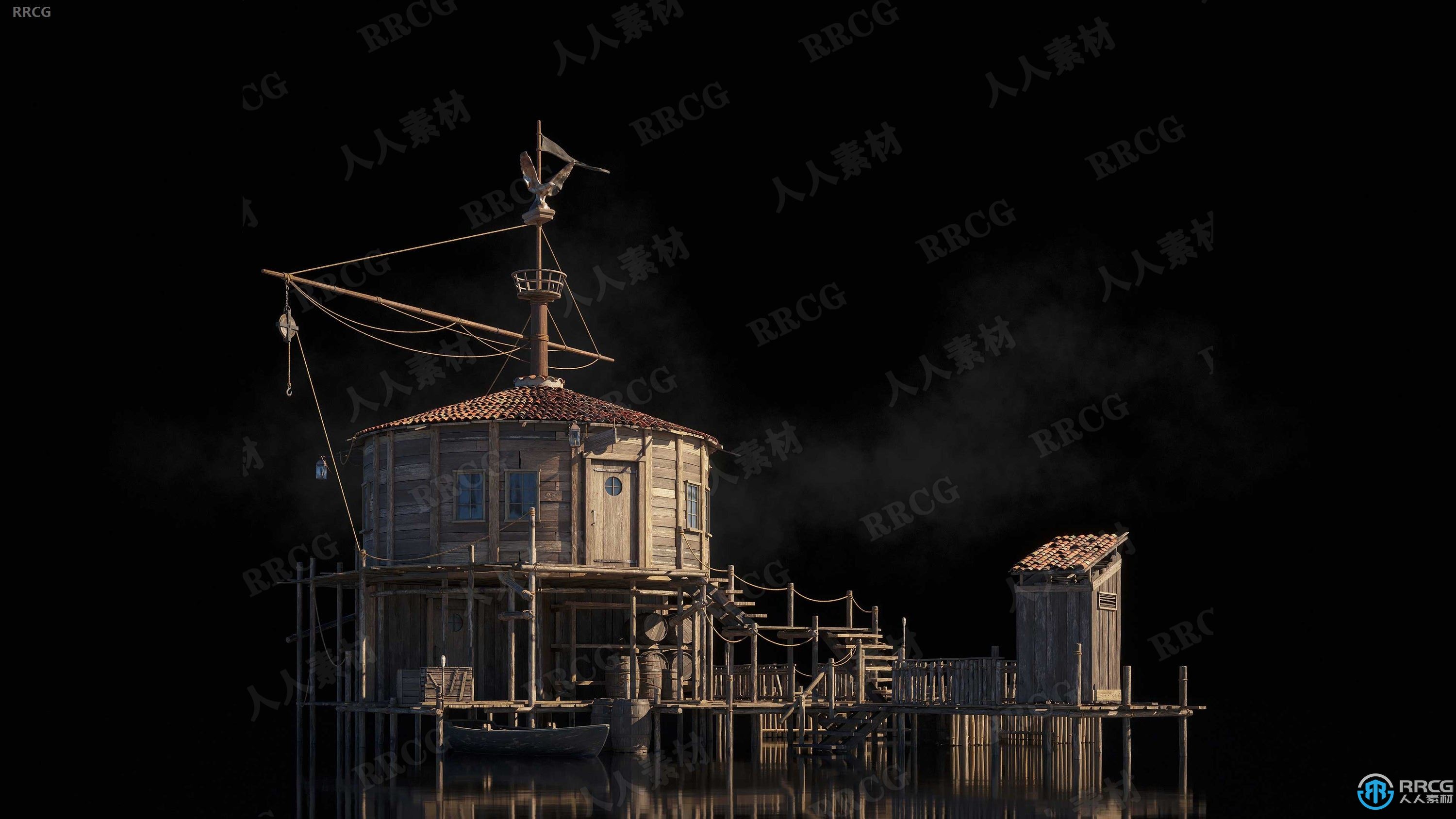金银岛海盗天堂建筑景观完整细节3D模型合集