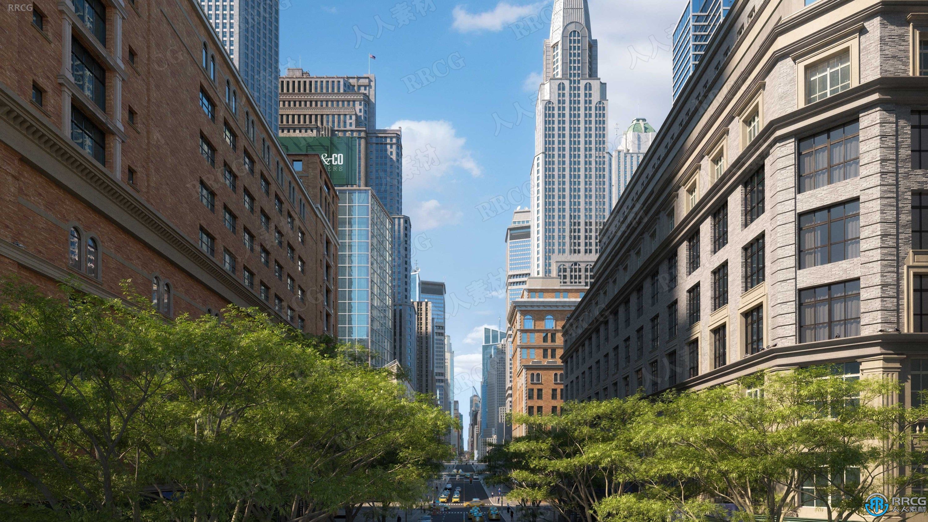 曼哈顿不夜城摩天大楼高档酒店等建筑景观完整细节3D模型合集