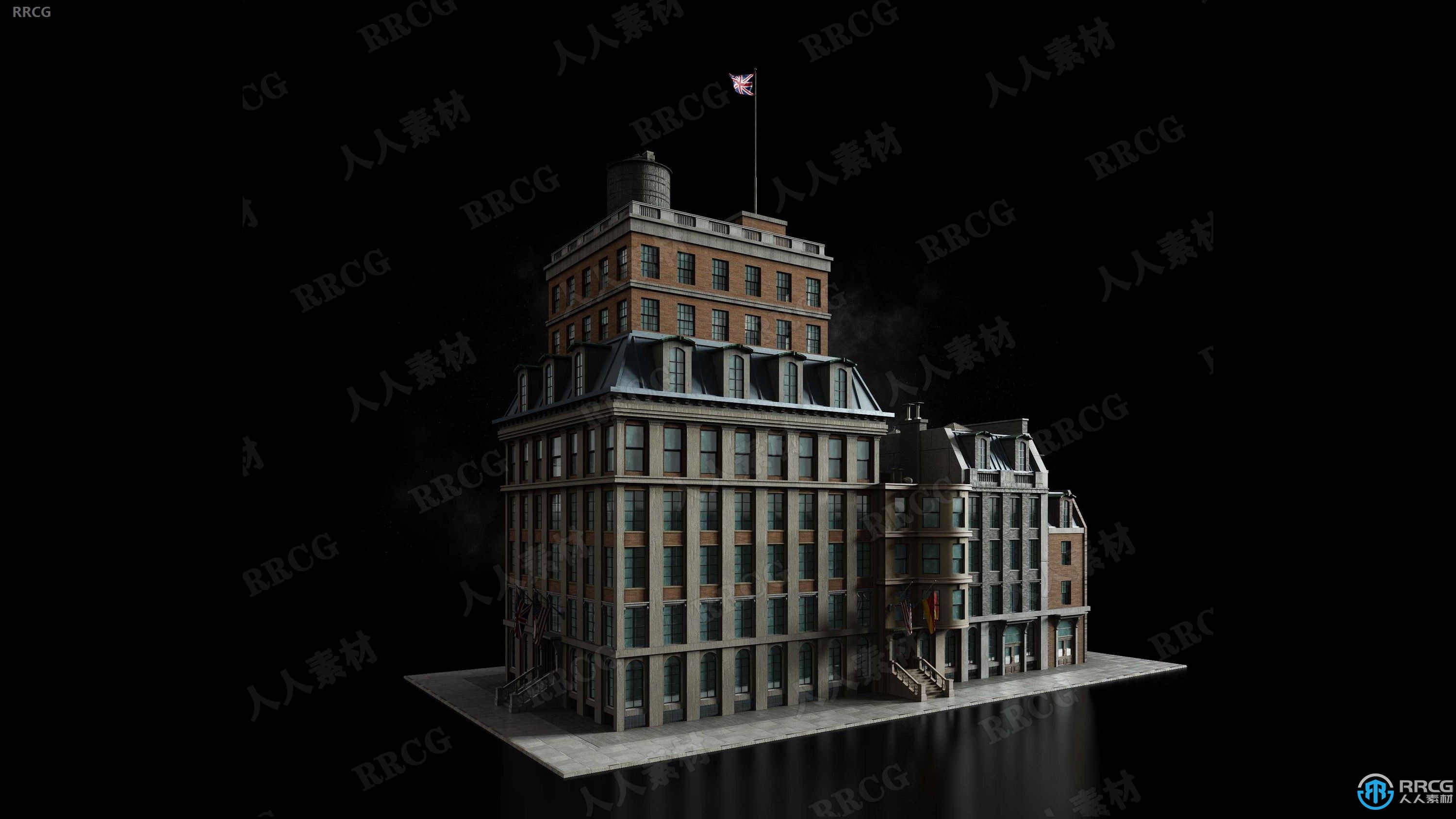 曼哈顿不夜城摩天大楼高档酒店等建筑景观完整细节3D模型合集