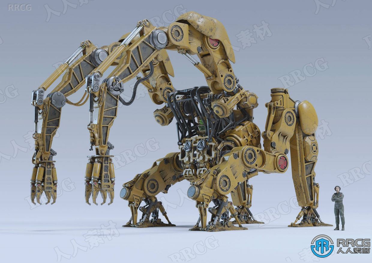 200组科幻机甲战争机器人车辆零件相关3D模型合集
