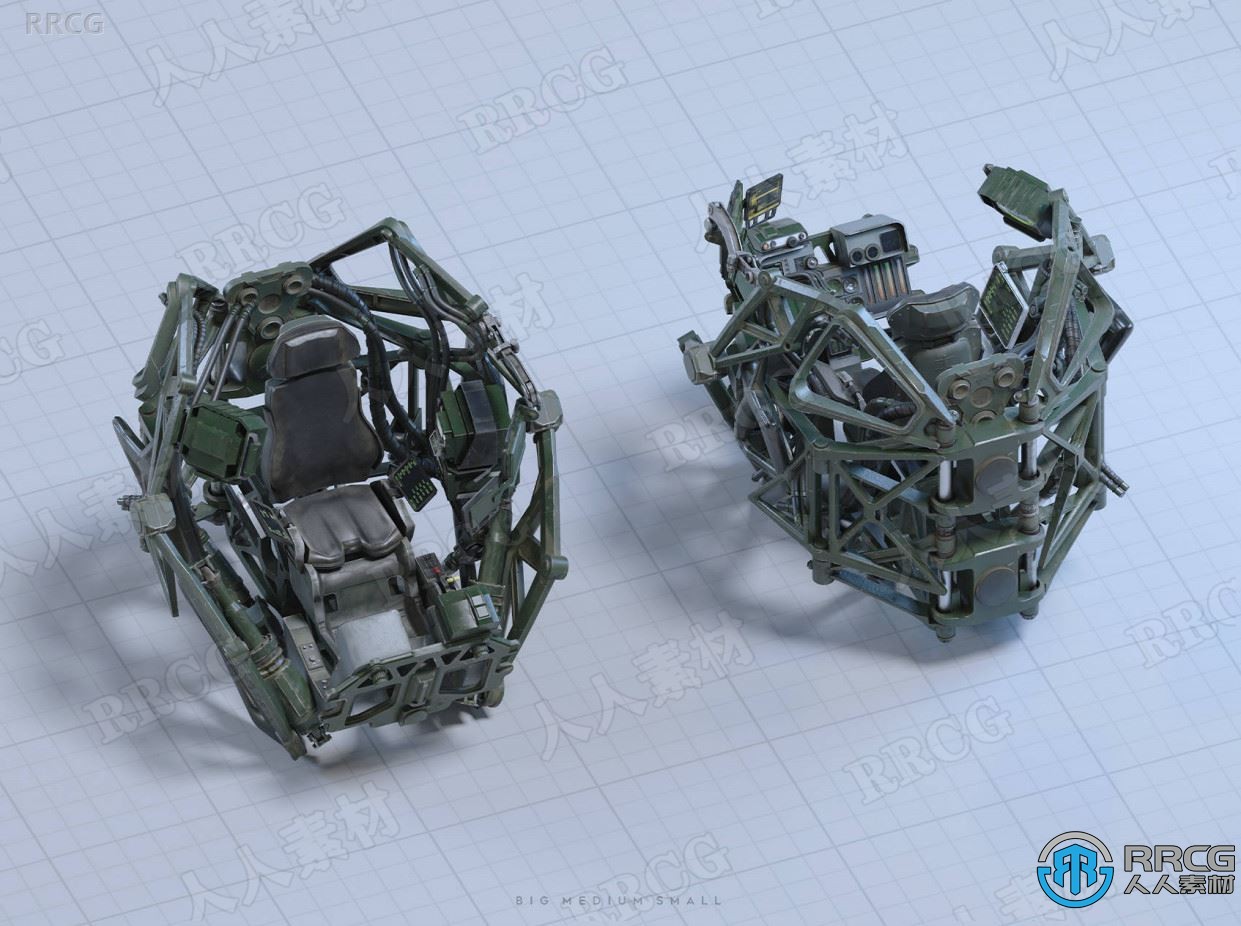 200组科幻机甲战争机器人车辆零件相关3D模型合集