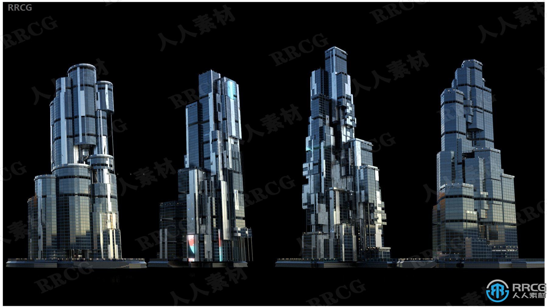 30组科幻现代城市大楼建筑景观3D模型合集