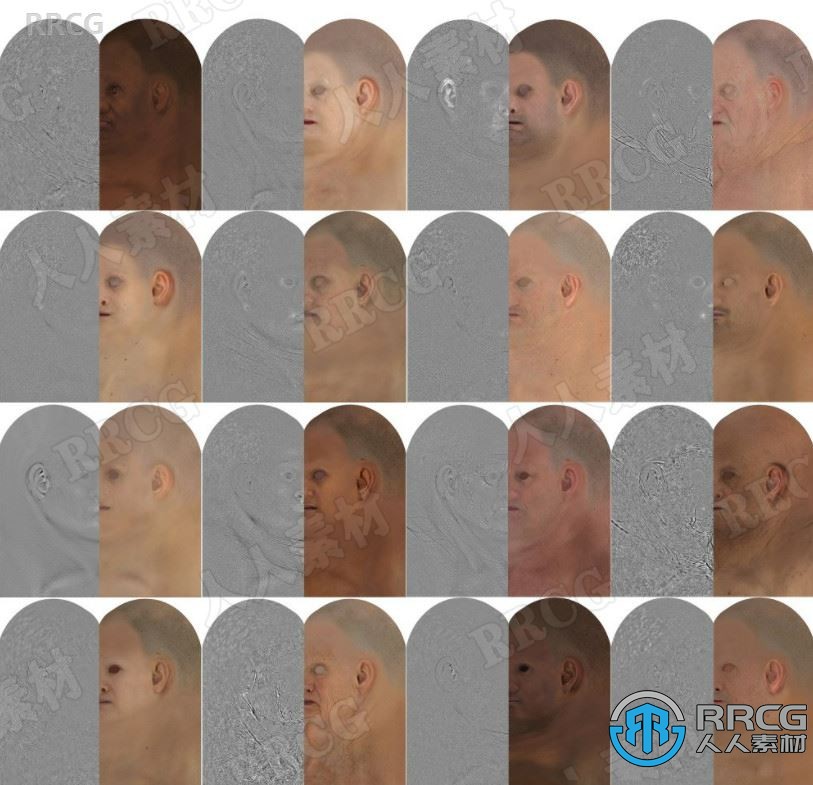 16組高清男性女性皮膚位移貼圖和反照率紋理合集