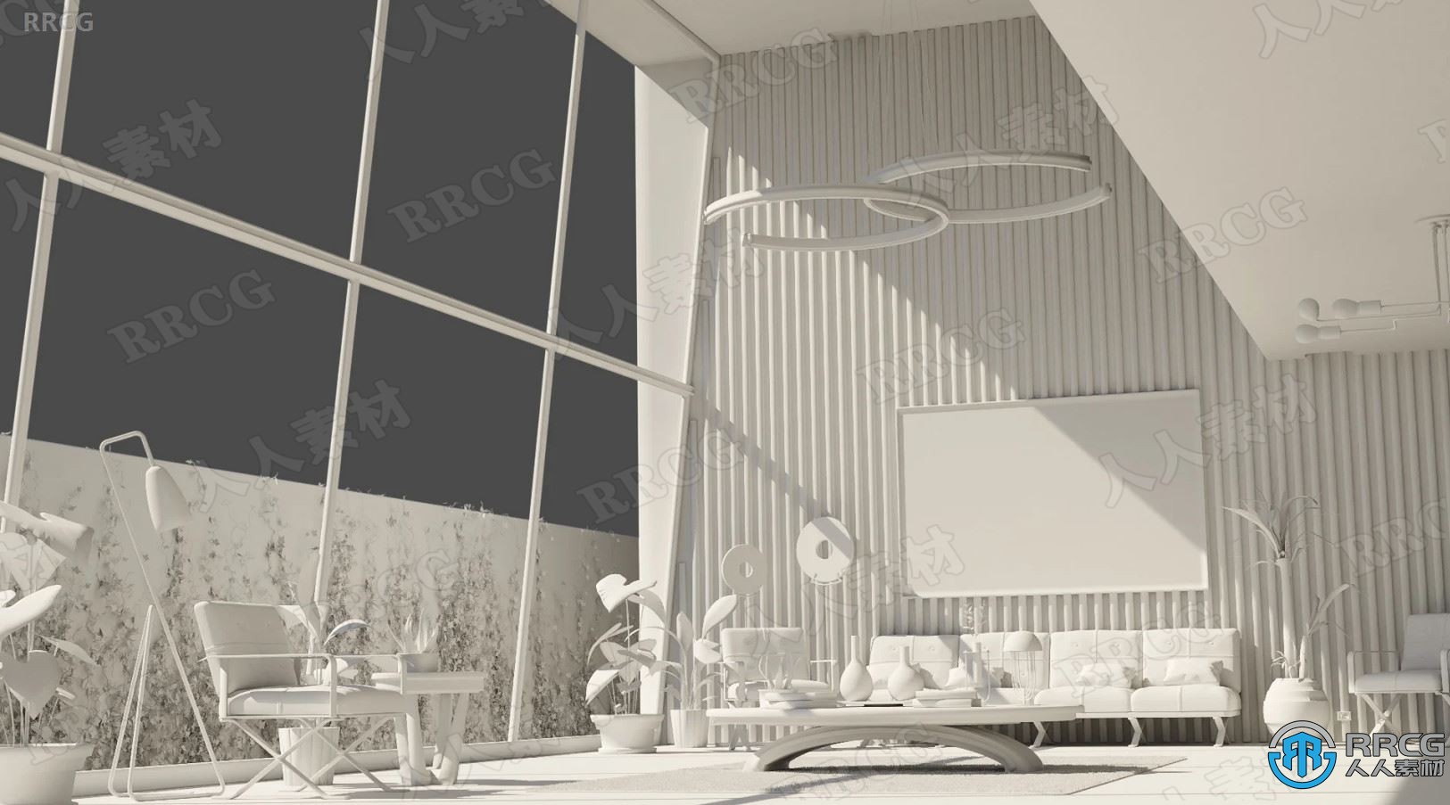 现代设计风格豪华客厅室内设计3D模型