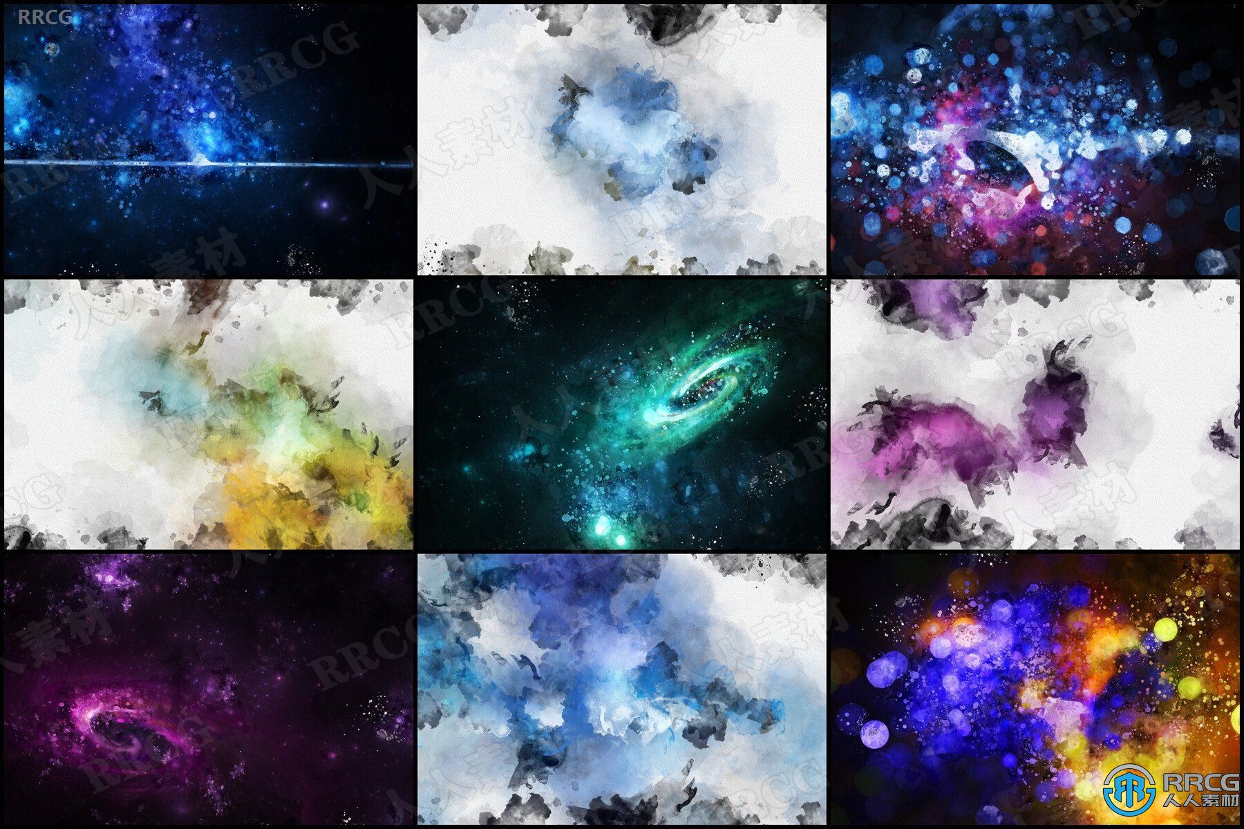 50组水彩星系背景氛围4K高清图片合集
