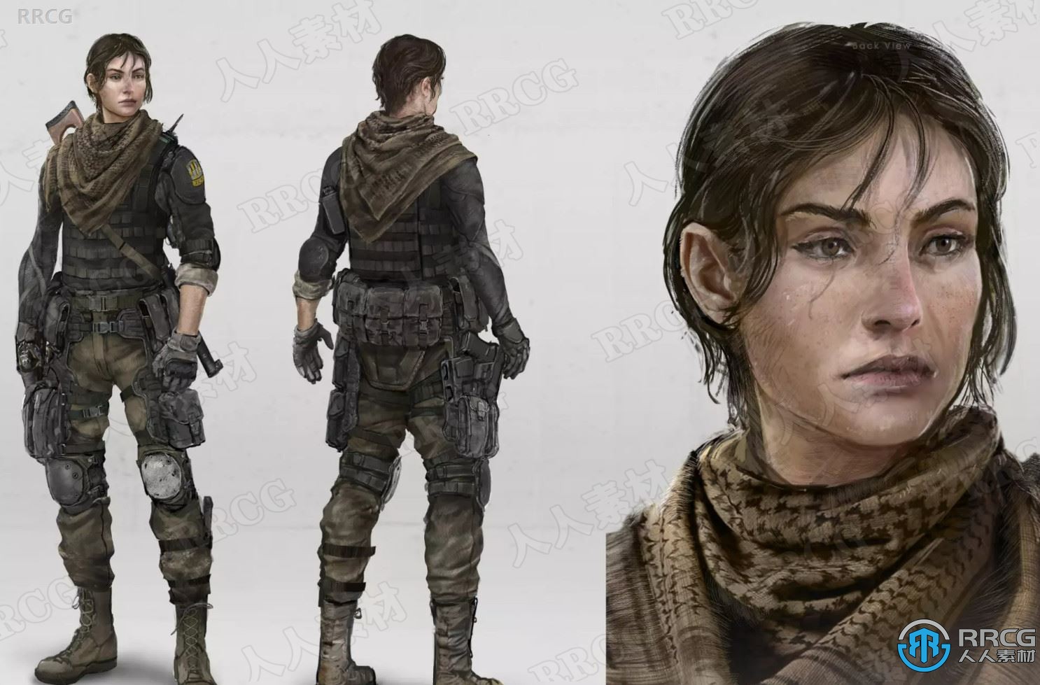可定制自定义女性士兵战士模型Unity游戏素材资源