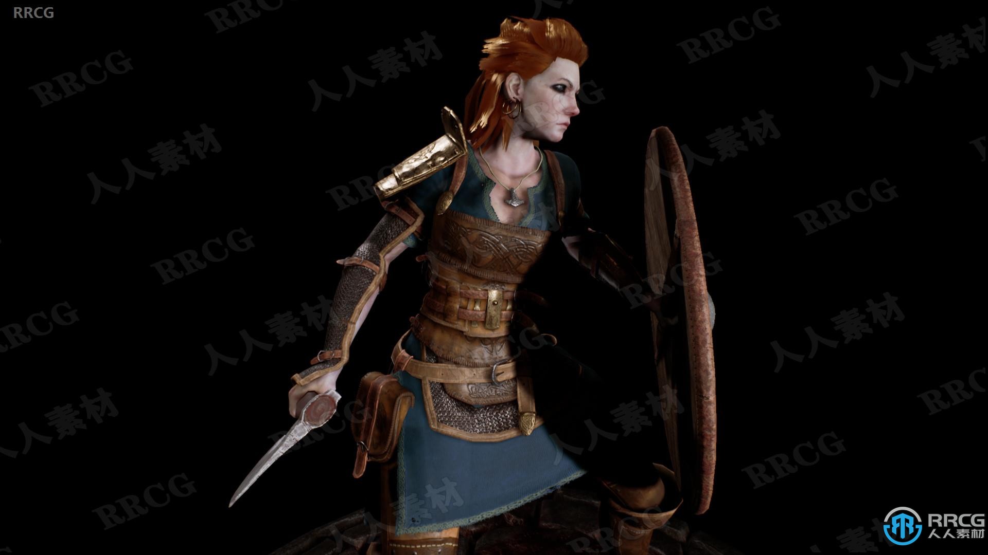 战斧盾牌女战士角色Unreal Engine游戏素材资源