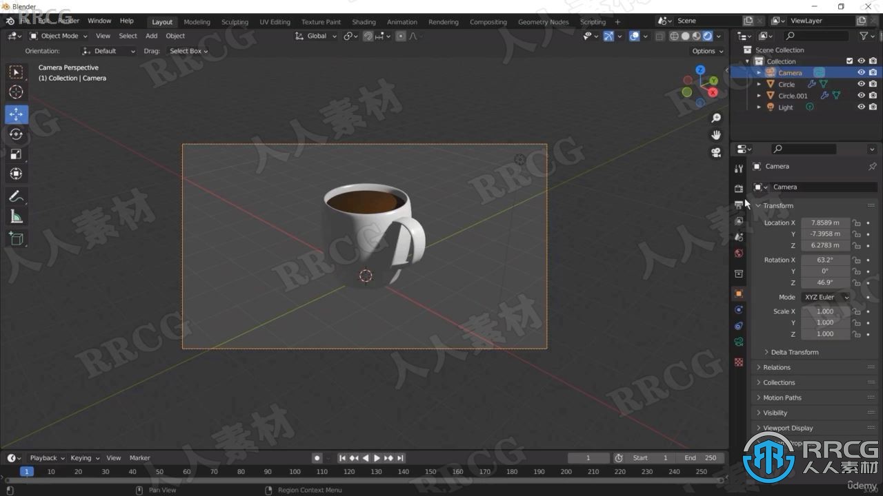 【中文字幕】Blender咖啡杯建模实例训练视频教程