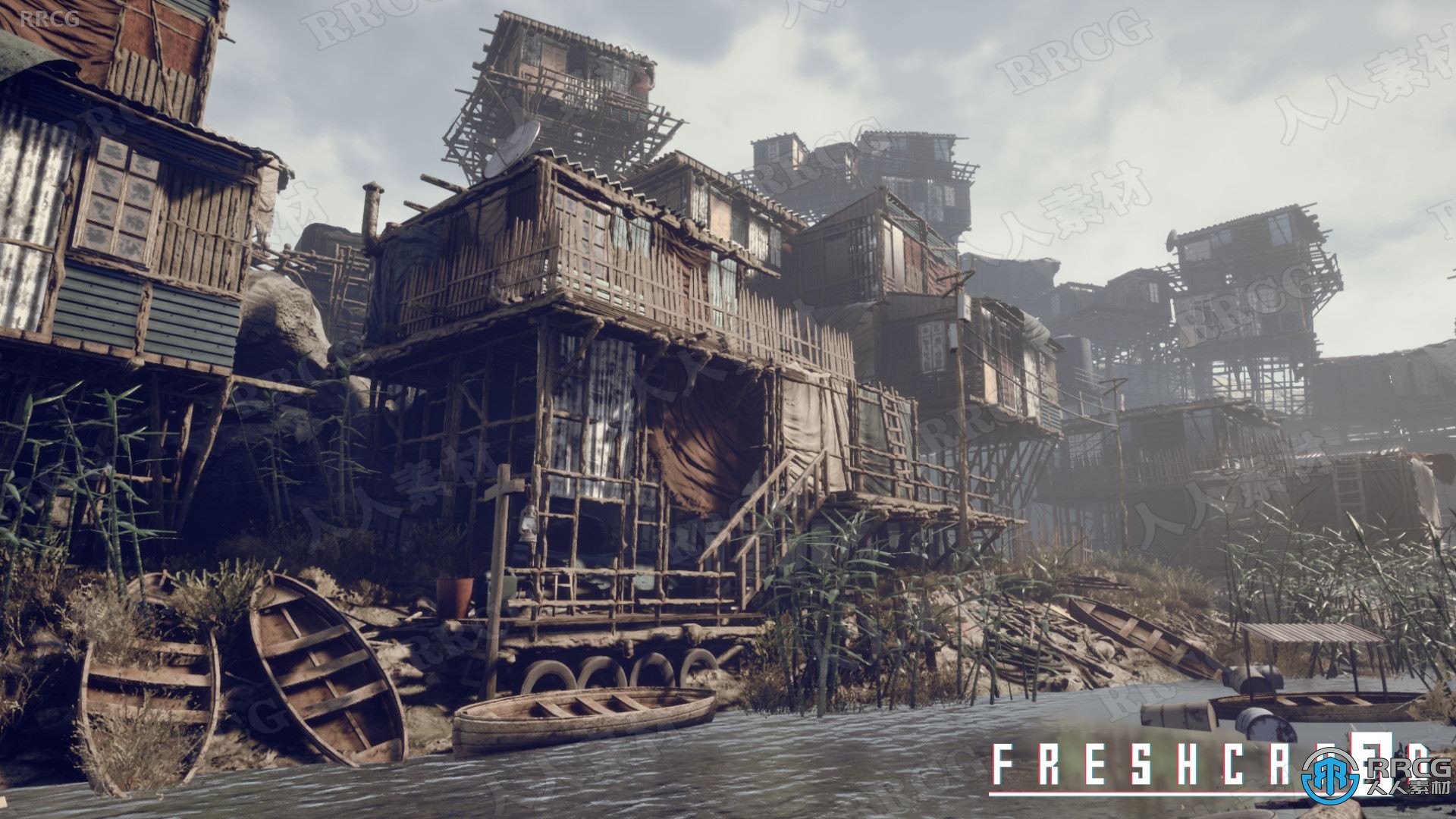 貧民窟破敗小鎮模塊化游戲環境Unreal Engine游戲素材資源