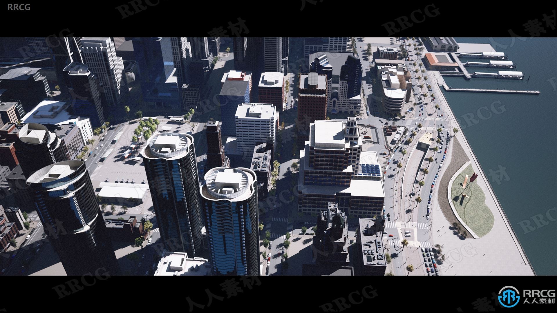 真实城市市中心大楼街道等游戏环境Unreal Engine游戏素材资源