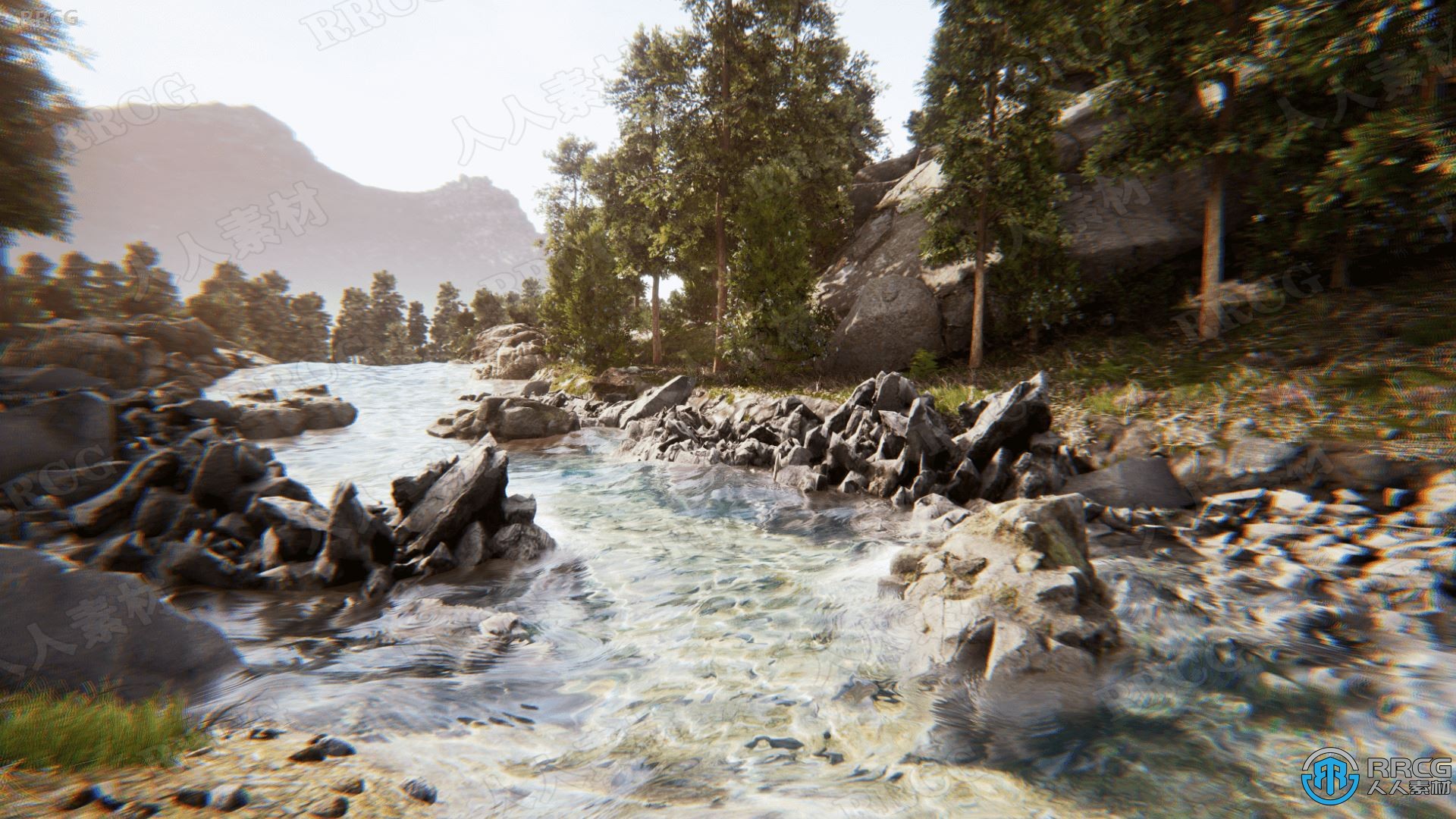 真實河流溪流自然環境Unreal Engine游戲素材資源