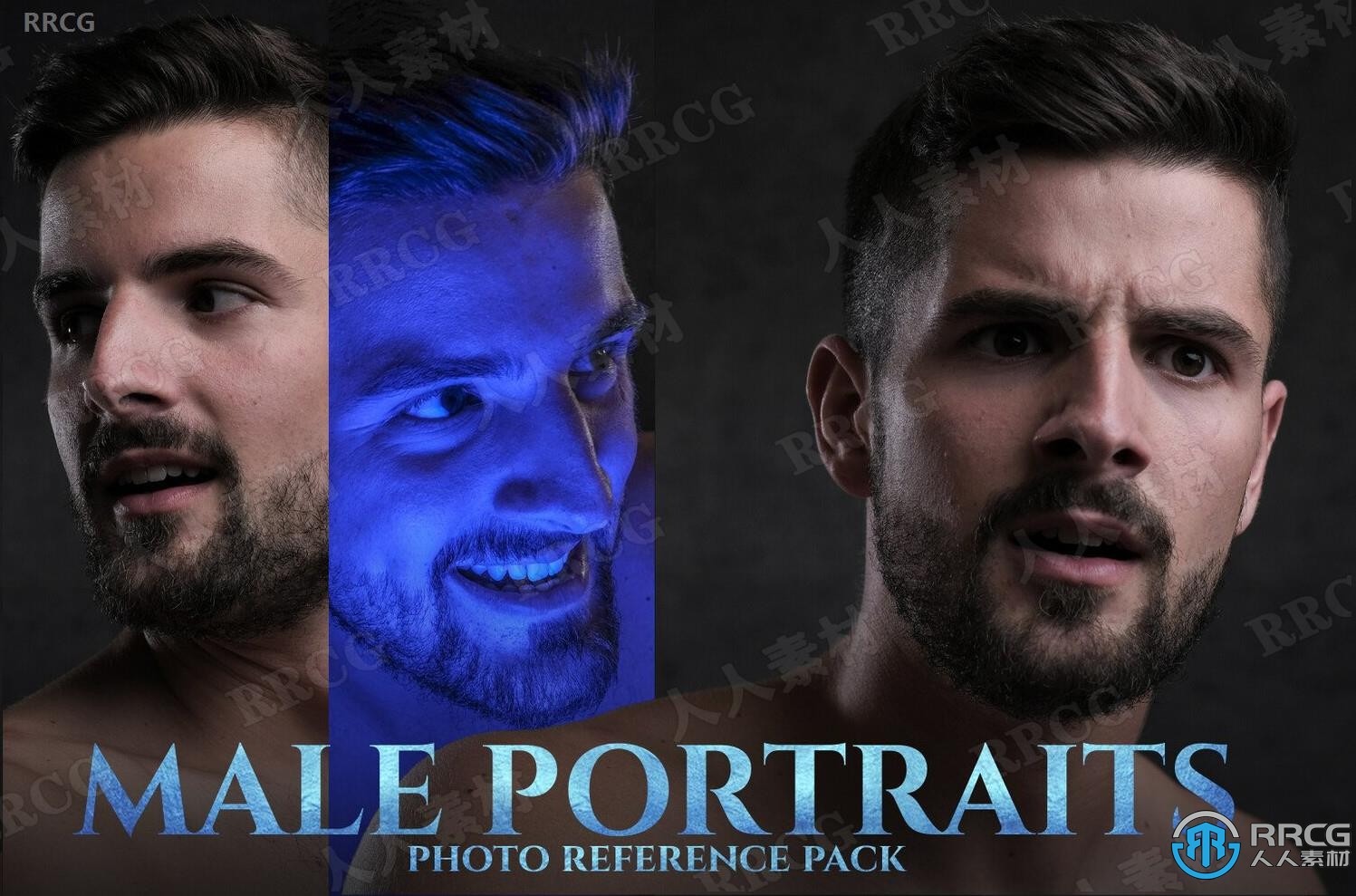 985张男性肖像不同光线视角表情姿势造型高清参考图合集