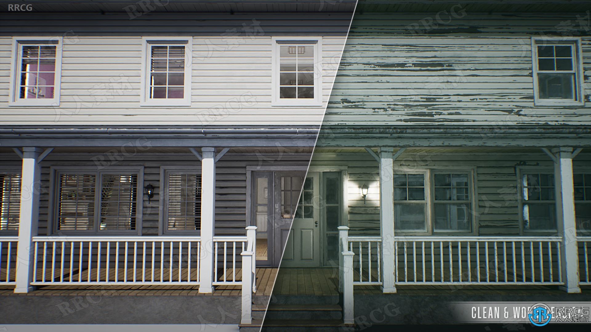 日夜新舊模塊化可制定房屋環境場景Unreal Engine游戲素材資源
