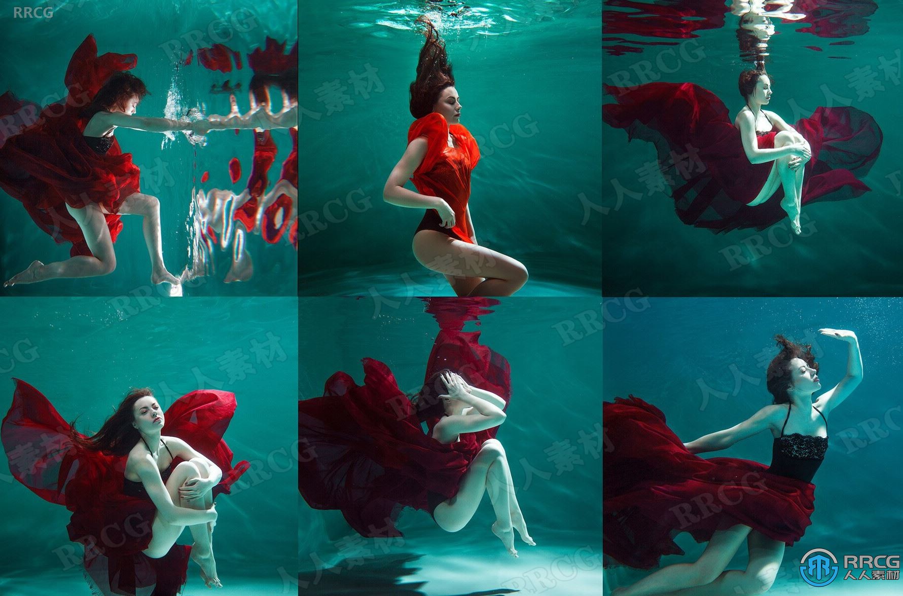 200张女性水下艺术动作姿势造型肖像高清参考图合集