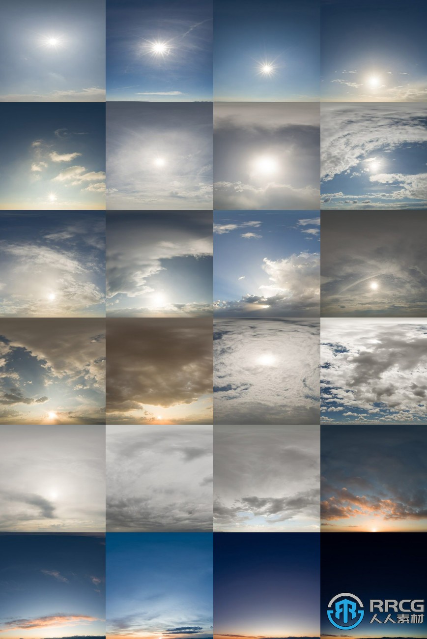 24组逼真天空360度高动态范围图像HDRI贴图合集