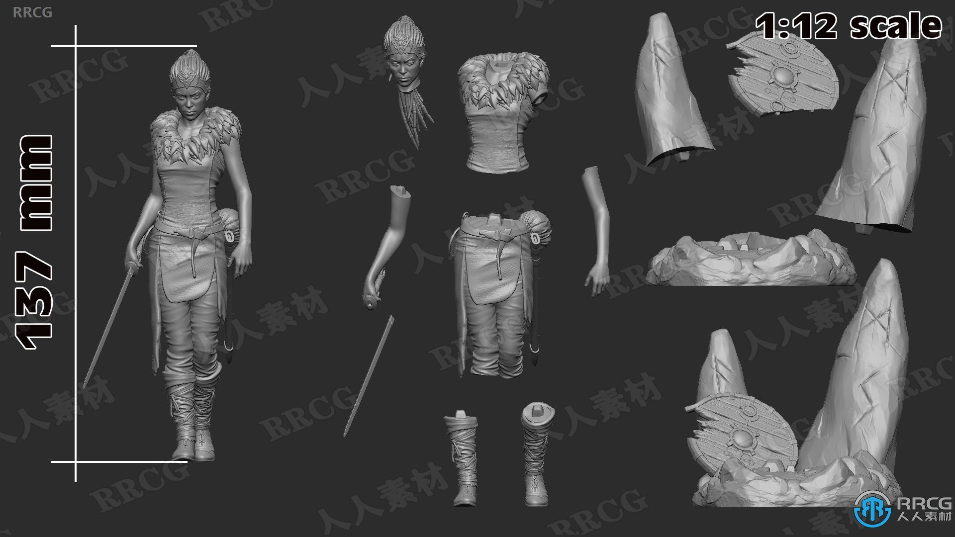 地狱之刃游戏角色Senua雕塑3D打印模型