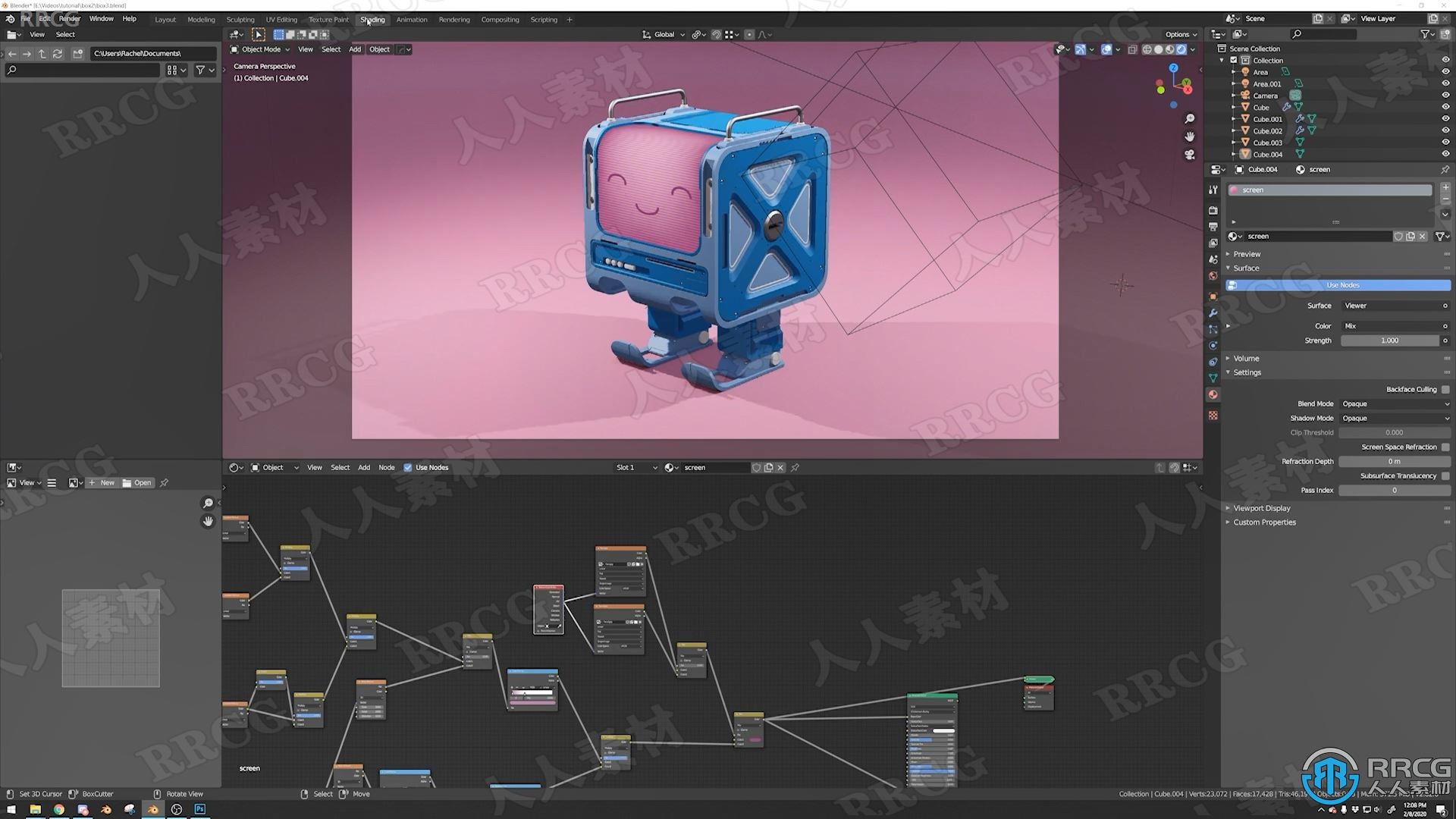 Blender可爱小盒子机器人实例制作视频教程