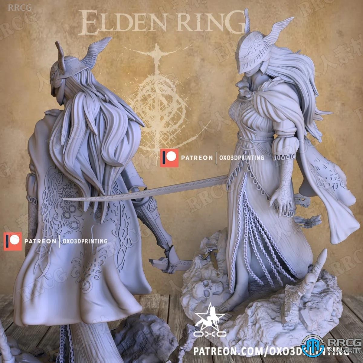 艾尔登法环老头环游戏角色女武神Malenia雕塑3D模型
