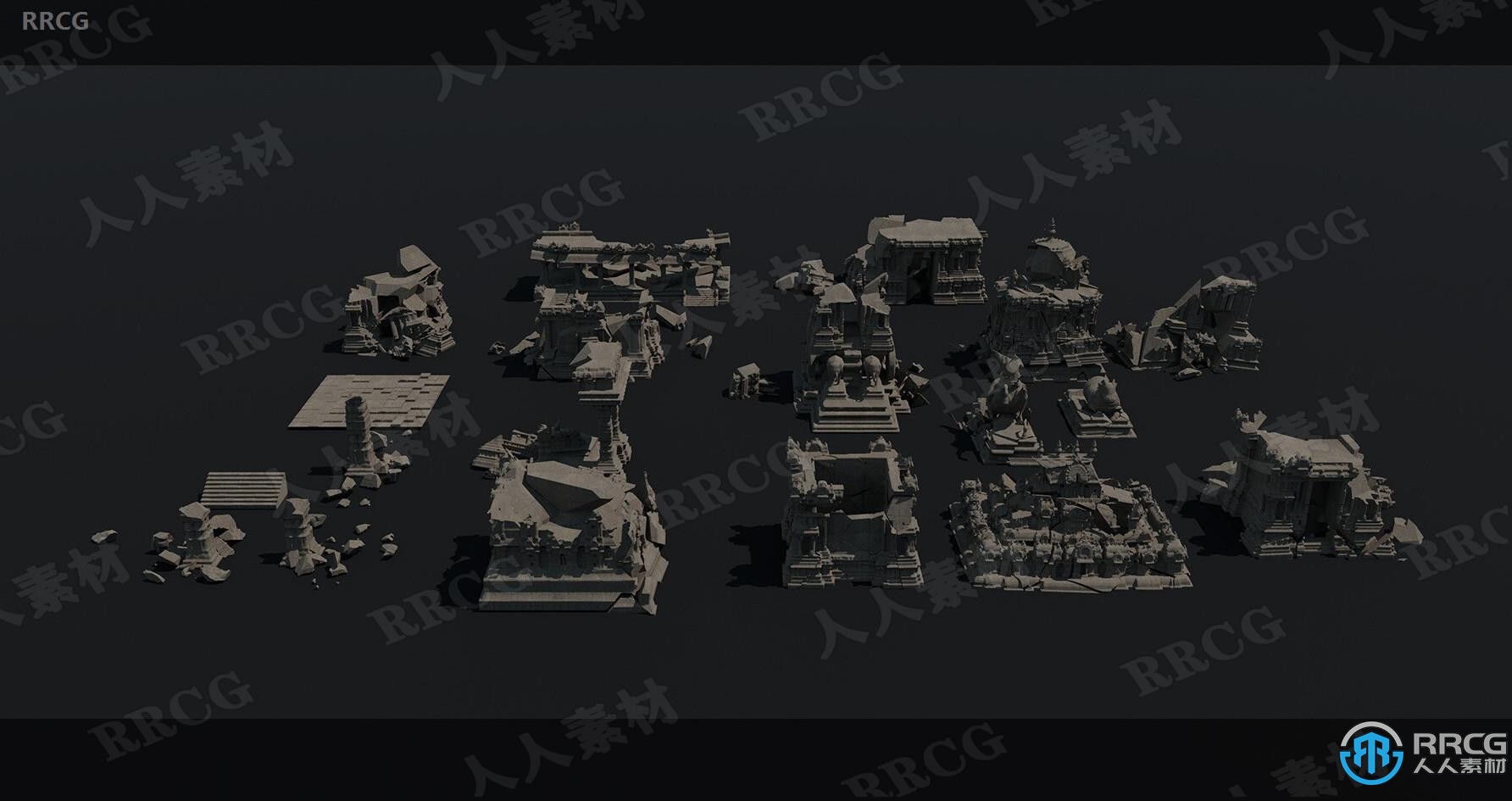 印度庙宇概念艺术游戏场景资产3D模型