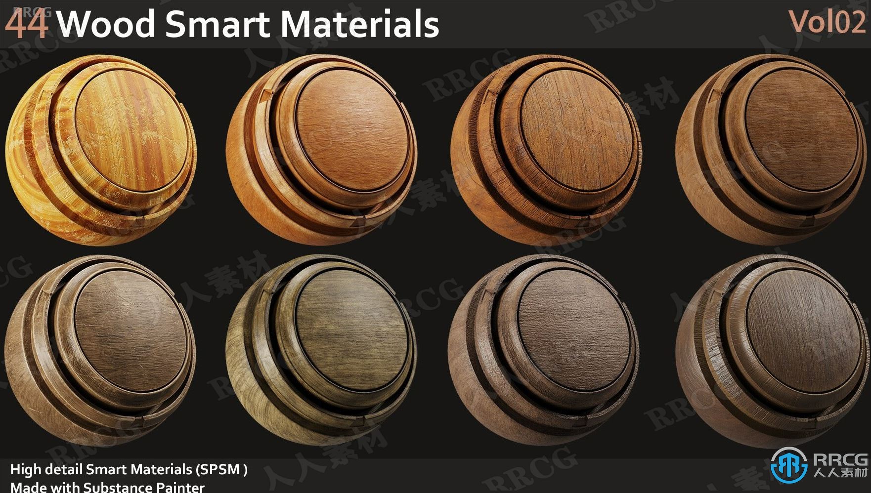 124组木材木质智能PBR纹理材质贴图Vol.1- 3合集