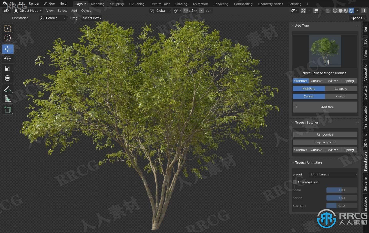 Forestation树木植物快速生成Blender插件V1版