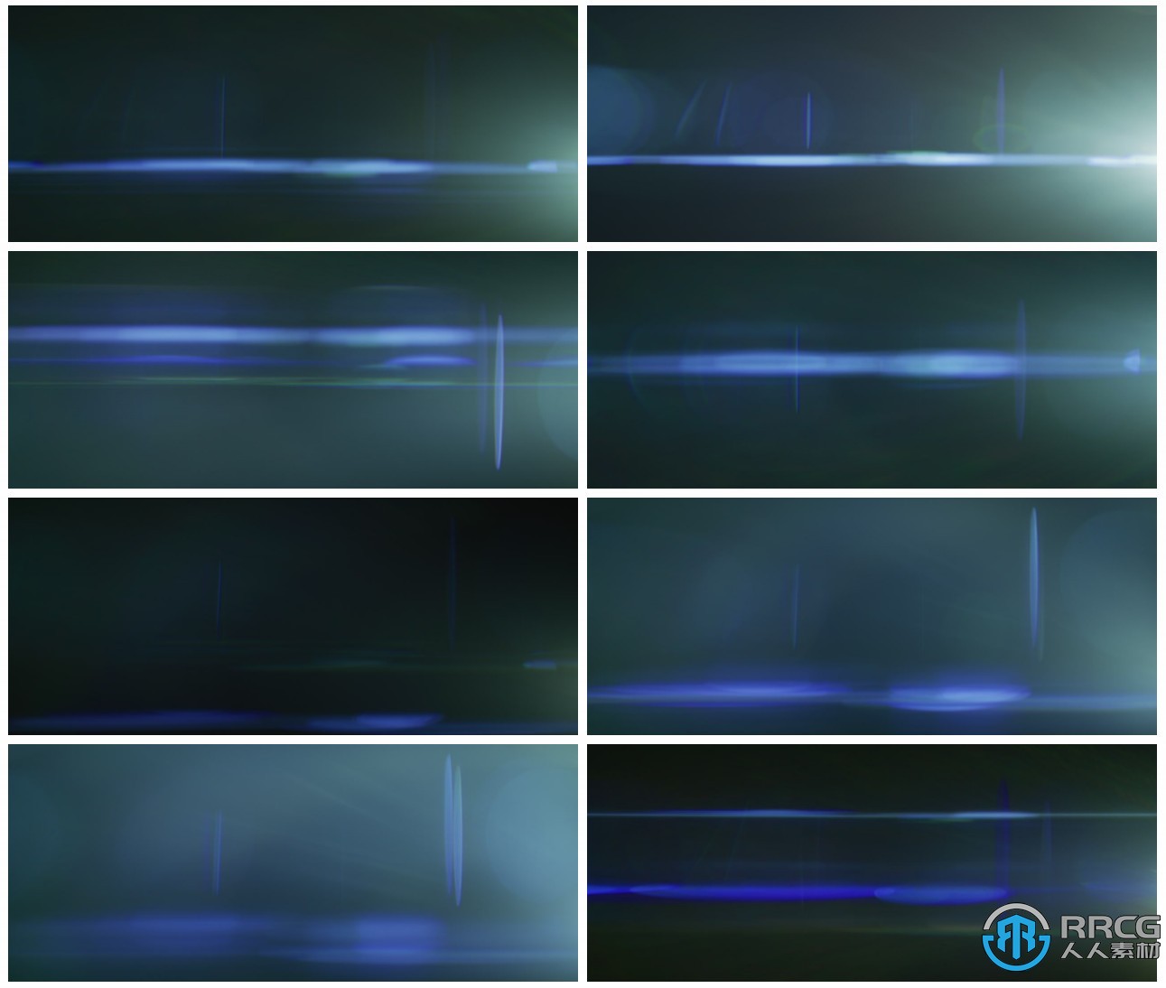 蓝色条纹耀斑虚化光芒光线失真镜头4K高清视频素材合集