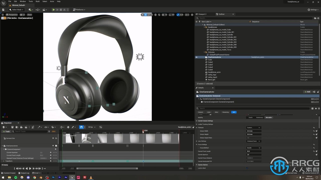 Blender和UE5逼真耳机产品宣传动画实例制作视频教程