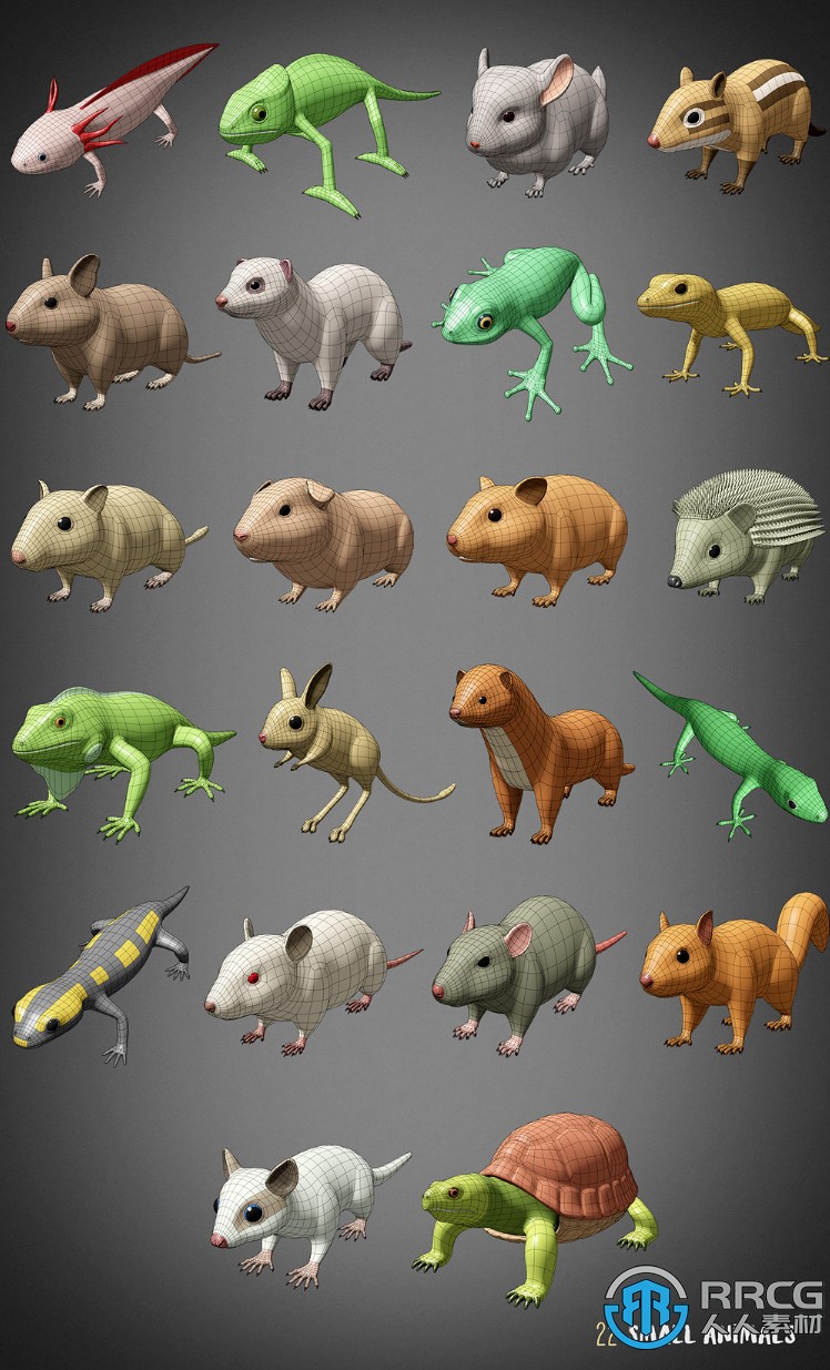100个人类驯化家养动物基础网格Blender 3D模型合集