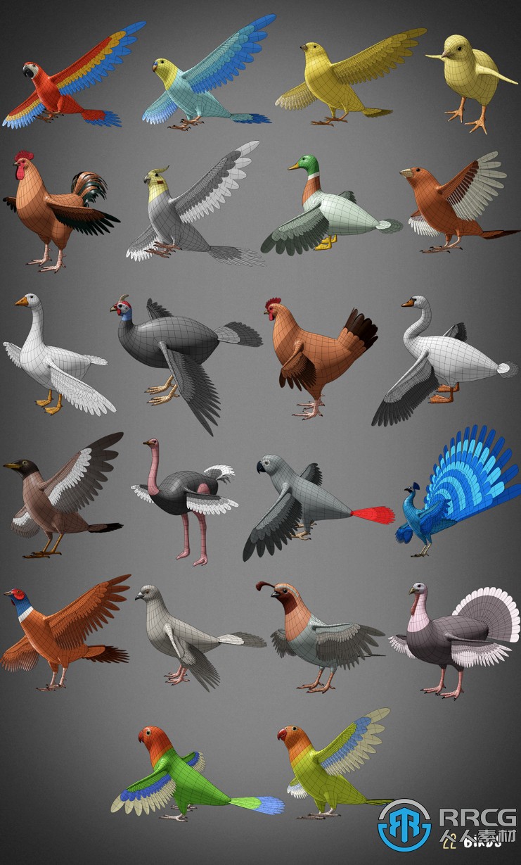 100个人类驯化家养动物基础网格Blender 3D模型合集