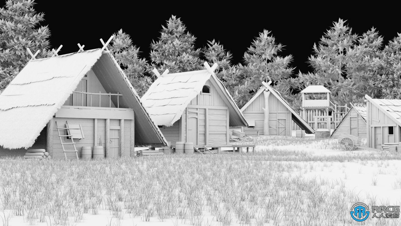村庄房屋乡村小屋游戏资产3D模型