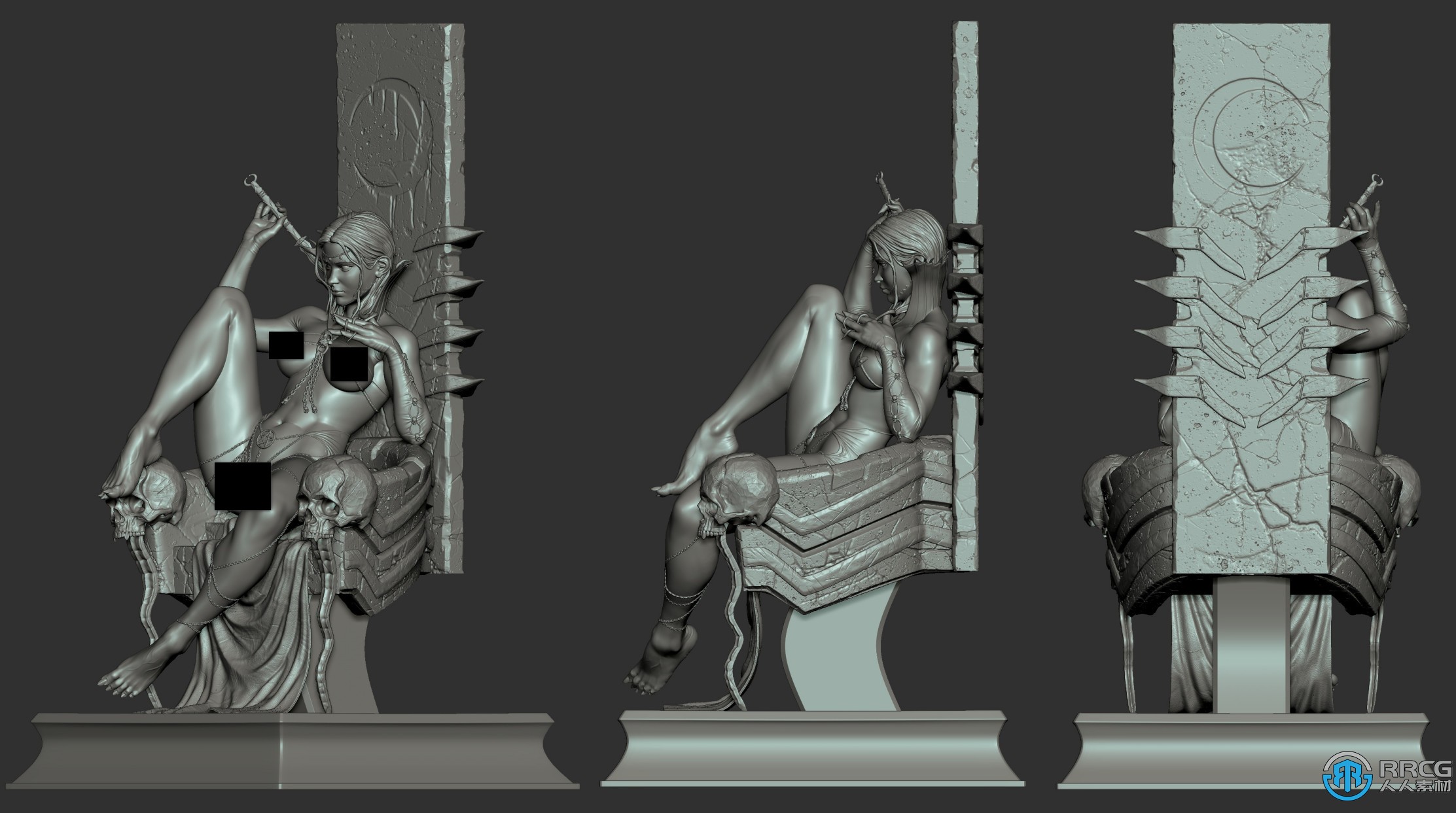暗黑女王游戏角色雕塑3D打印模型